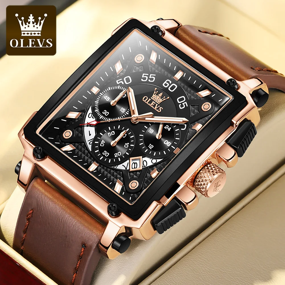 Luxury Leather Chronograph Watches for Men Quartz Digital  Wholesale Supplier Brand Wristwatches