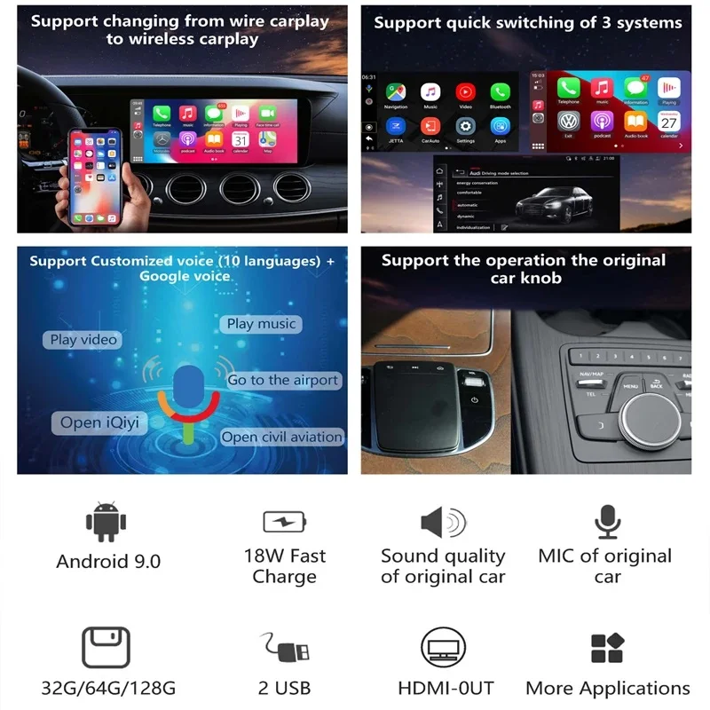  Android 9 0 PX6 система 4G 64G беспроводной CarPlay AI Box Автомобильный мультимедийный плеер для KIA VW Fiat Buick Ford