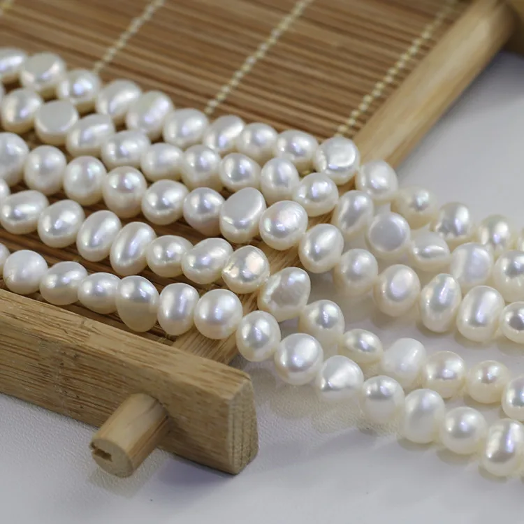 6-7mm AA+ side drilled nugget wholesale freshwater river pearl strands beads baroque pearls wholesale