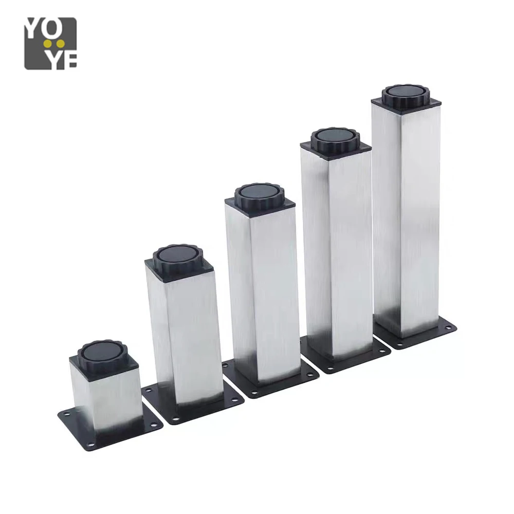 Adjustable Stainless Steel Square Chrome Kitchen Cabinet Feet Leg