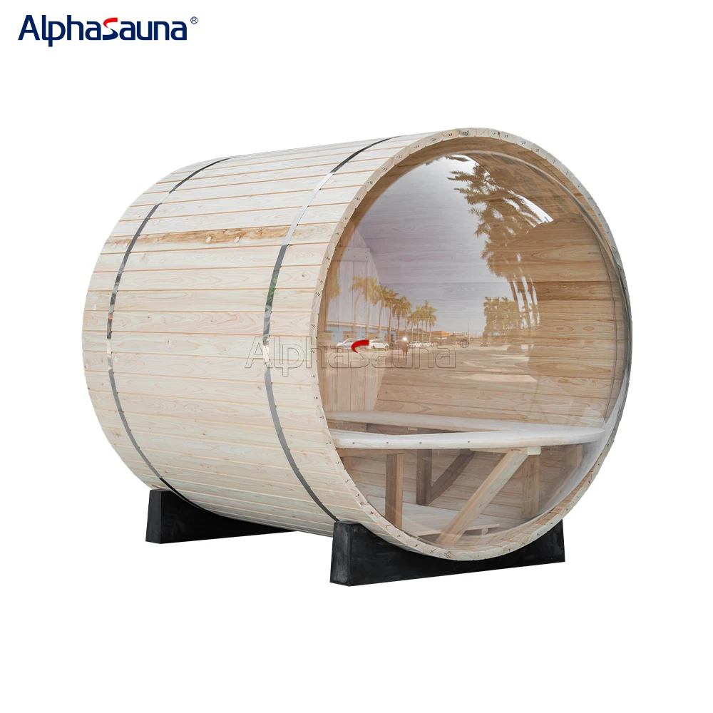 Alphasauna Outdoor Japanese Cypress Barrel Sauna 2 Person Garden Cabin Traditional Finnish Steam Sauna Room Outdoor