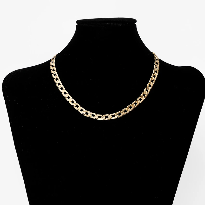Plated Simple Cuban Link Chain Neck Necklace Brass Chain Chunky Necklace Gold for Men and Women Geometric Custom Size Acceptable