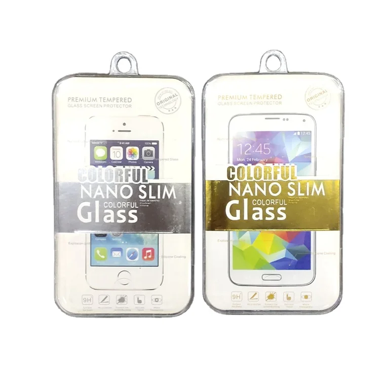 customized mobile phone tempered glass screen protector PS transparent plastic packaging box crystal box