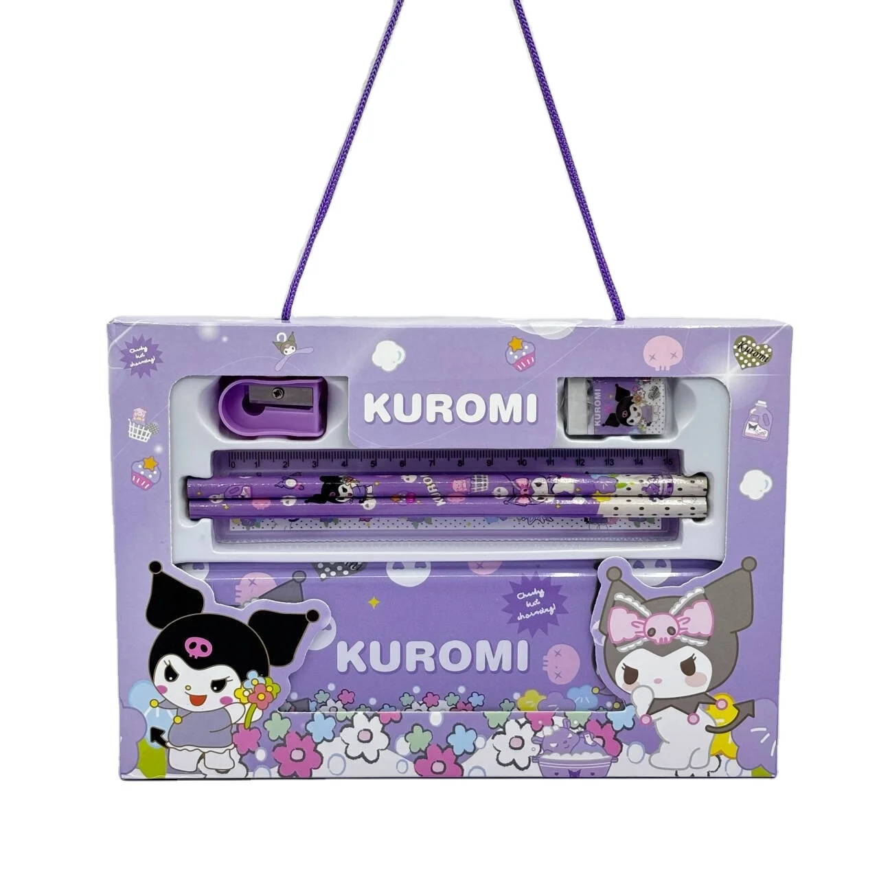 Wholesale cartoon stationery gift kuromi student stationery set for school