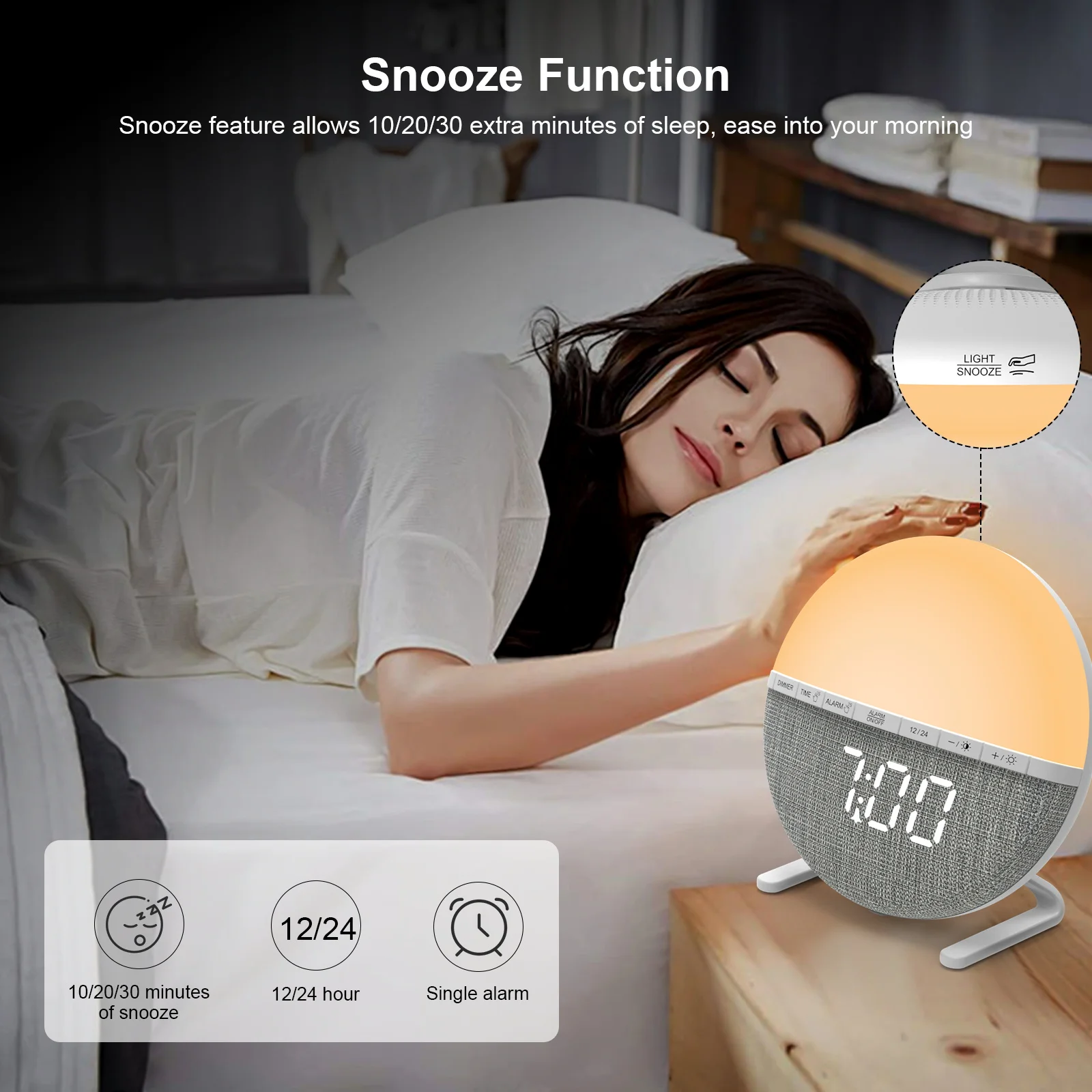 Factory Cheap Hot Sales Wake Up Light Desktop Adults Heavy Sleepers 9 Colors Night Light Alarm Clock For Kids Girls