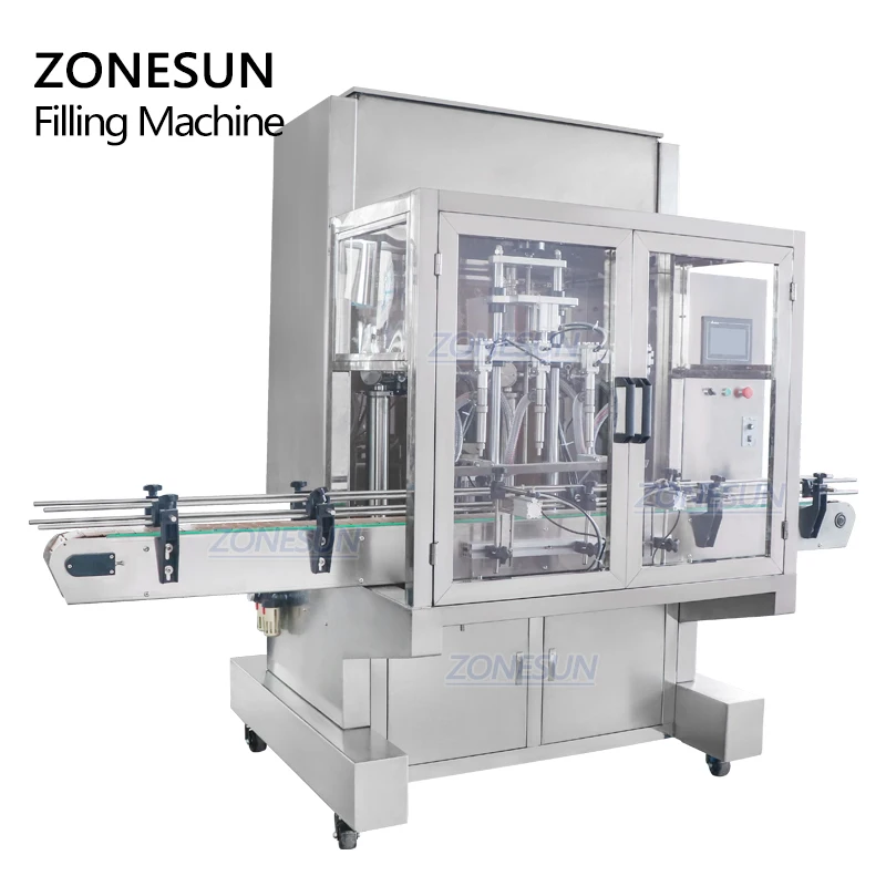 ZONESUN 50-500ML Motor Sauce Ghee Glass Cleaner Piston Honey Garlic Paste Automatic Quantitative Bottles Servo Filling Machine