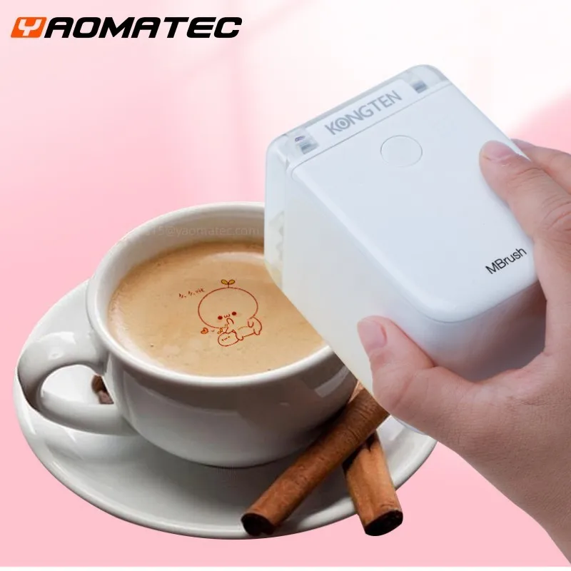 Yaomatec Mbrush Coffee Edible Ink Printer Portable Inkjet Handheld Edible Food Bread Cake Coffee Mold Latte Baking Mold Printer