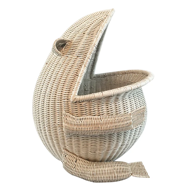 Renel Factory Frog Shaped Rattan Woven Plastic Animal Laundry Hamper Basket