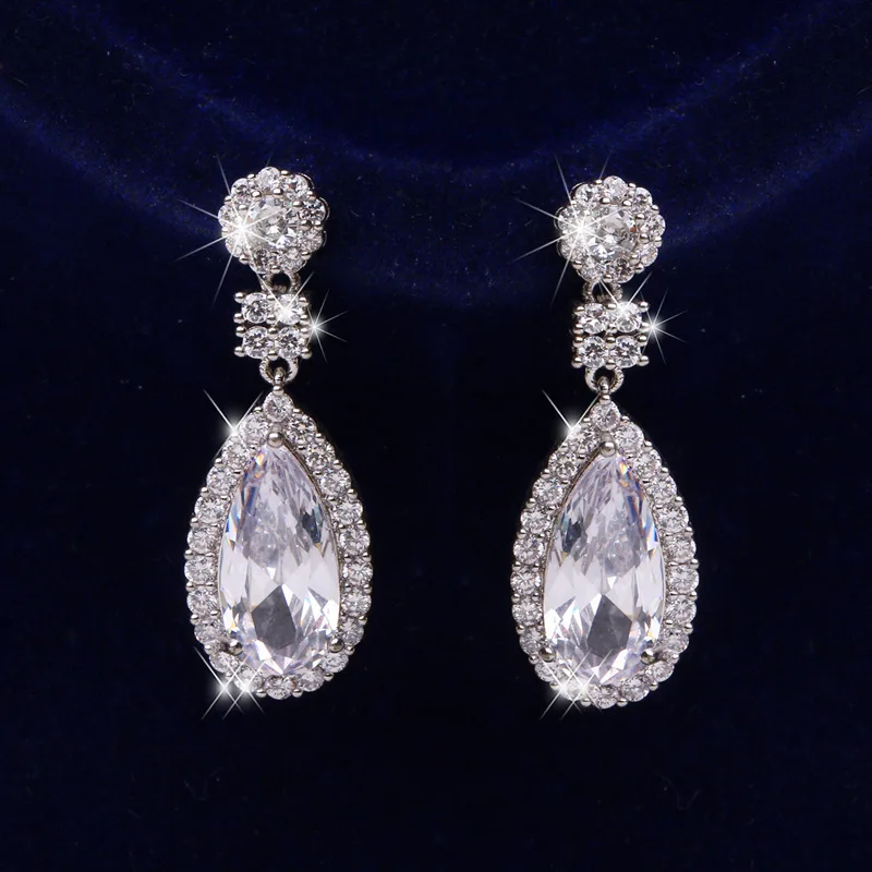 Китайский поставщик минималистский циркониевые Свадебные Драгоценный Камень Висячие Стерлинговое Серебро Циркон в форме сердца, свисающие серьги для женщин, серьги 2020