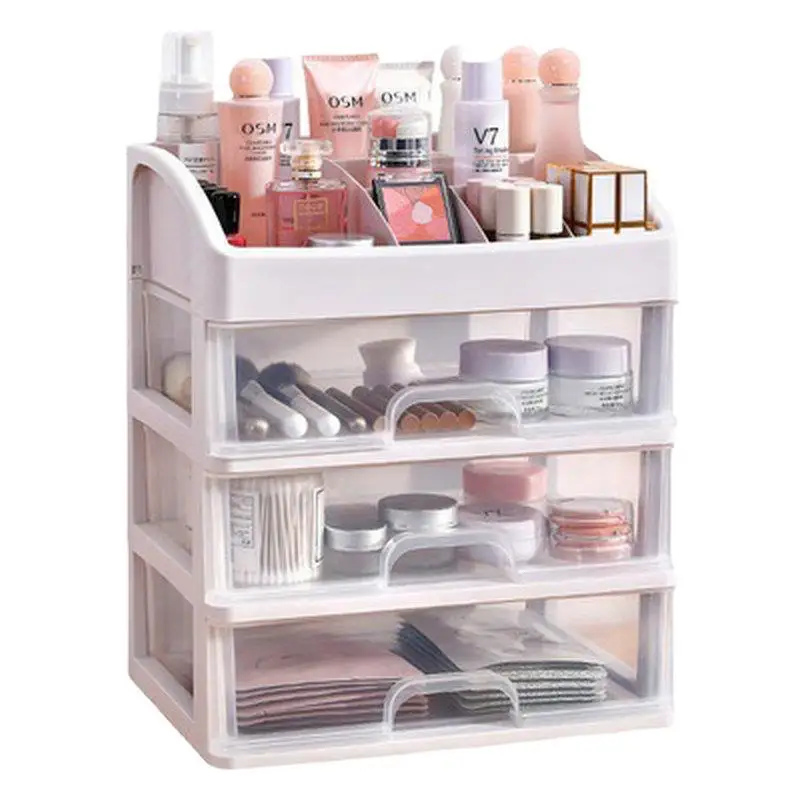 Cheap Price Plastic Desktop Transparent Makeup Display Box Drawer Organizer Cosmetic Storage Box