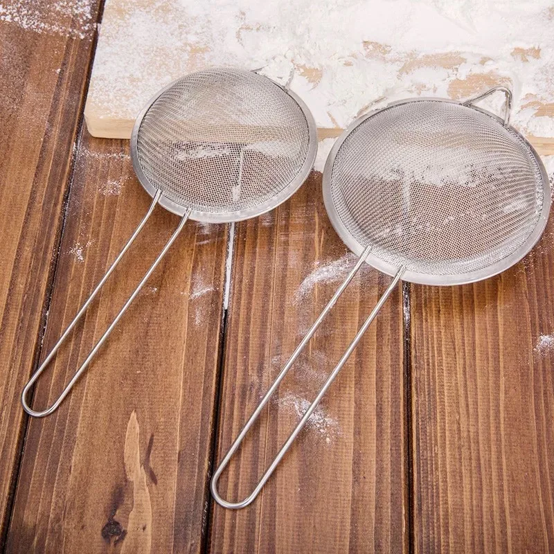 skimmer kitchen wheat flour filter set of 3 pcs flour sieve with handle manual flour sieve juice filter wire fine mesh strainer