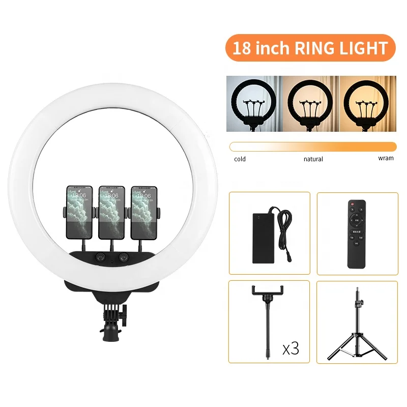 
Amazon Assembled Ring Lamp 18 inch 45cm With 2.1m Tripod Live Replenishment Light Make up Photograpgic Ring Light 