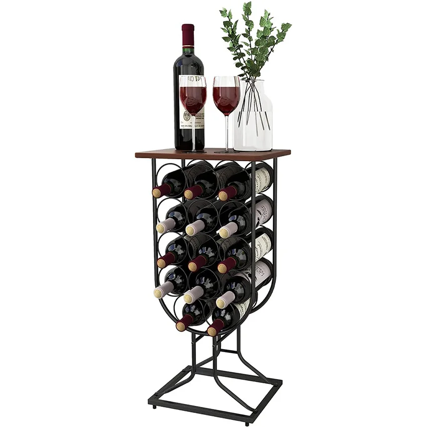 Freestanding Wine Rack Bottle Rack Wine Stand Holds 14 Bottles with  Table Top Shelf Mail Order Packing