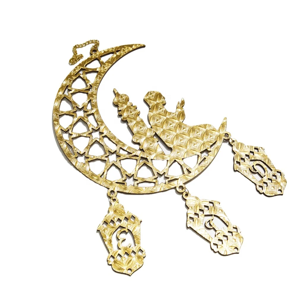 Superwin 2022 NEW Ramadan EID Mubarak Muslim Moon Ornament wooden hanging Decorations with writing board