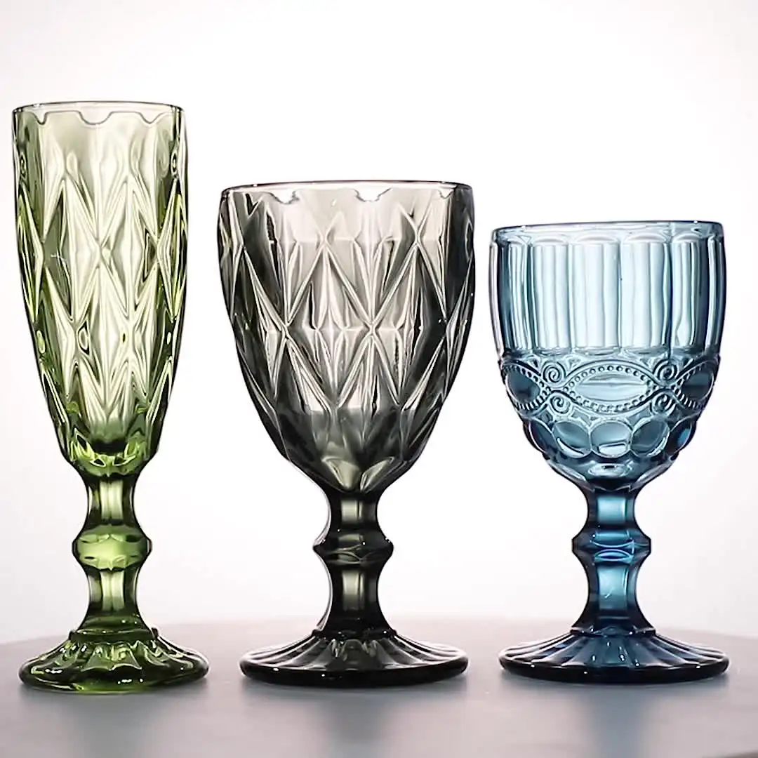 150ml Colorful Cocktail Juice Glass Wedding Party Glass Grape Goblets With Vintage Blue Goblet Wine Glass
