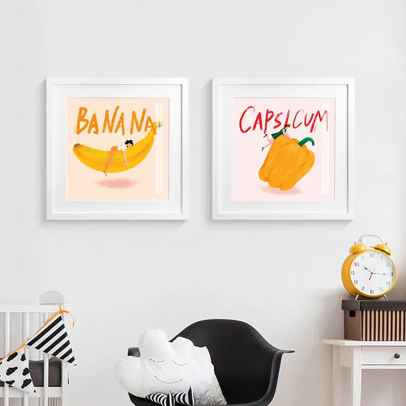 wholesale modern high quality printing realistic Fruits painting and vegetables restaurant wall art decoration