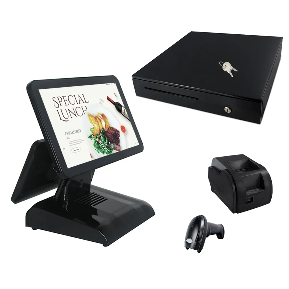 15' dual sided touch screen all in one POS win terminal/cash register pos system/cashier POS machine