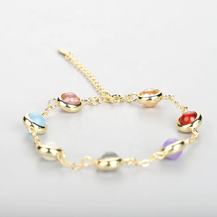 изделия Аметист красный агат Опал Бисера желтое золото покрытием 925 стерлингового серебра ювелирные изделия браслет для девочек