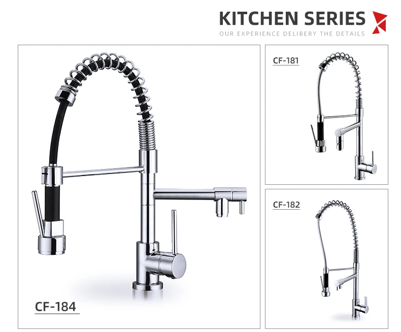 Guangdong brass washing taps good quality 3 way spring kitchen water tap pull down kitchen faucets