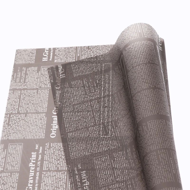 2021 New Arrival Newspaper Design Clear Wrapping Sheets Manufacturer Hot Sale Bouquet Packaging Korean Flower Wrapping Paper