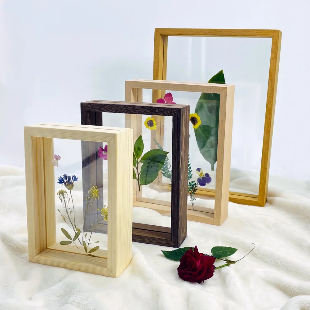 Creative Transparent Wooden Double-Sided Glass Display Photo Frame Three-Dimensional Plant Specimen Picture Box Wood Frames