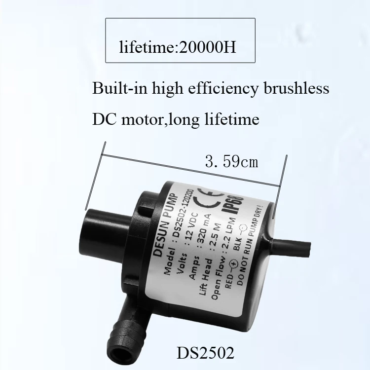 12V Flowrate 2l/min Head 2M Life>30000hours Micro Brushless Dc Circulation Water hydroponics pump  Electric Centrifugal Pump 7mm