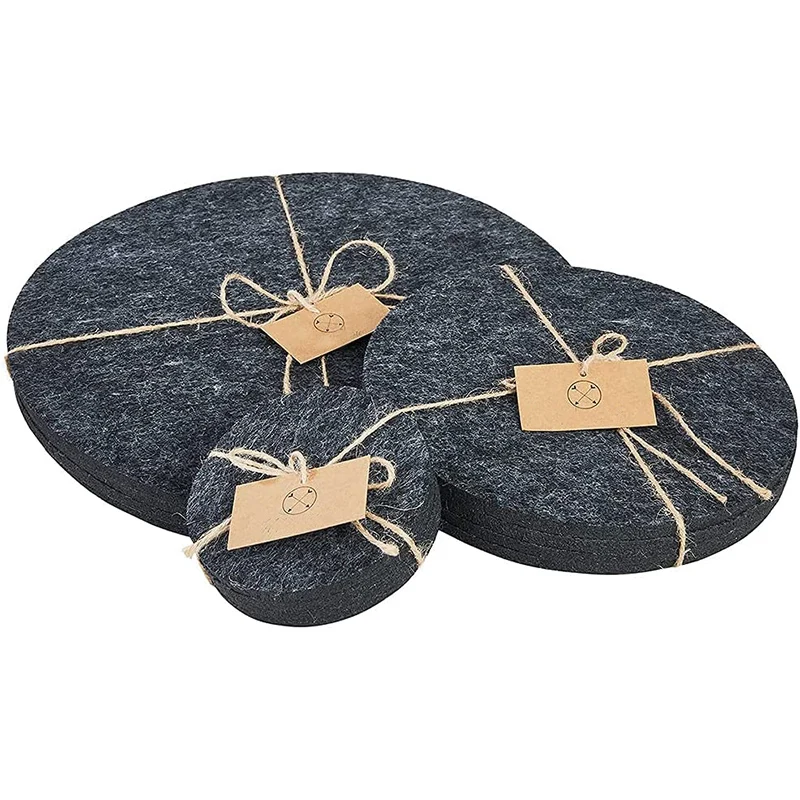 Round coasters and mats made of felt,  practical and stylish as a coaster for pots, glasses, bowls and vases, washable