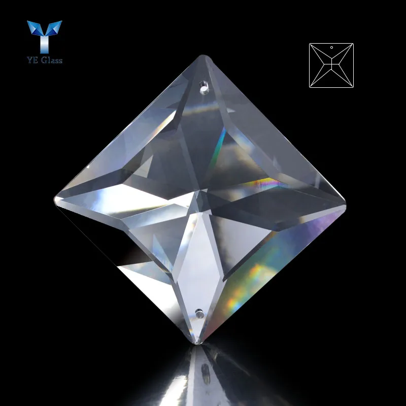 Fancy Clear Square Crystal Prism Pendants Lamp Decoration Crystal Beads Pendants