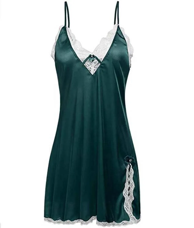 Trending hot products sling lace split nightdress pajamas women silk