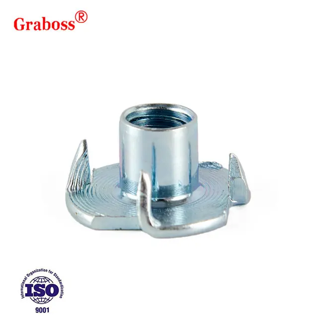 Cold Forged Self-Retaining 4 Prong T-Nut Furniture T Nuts