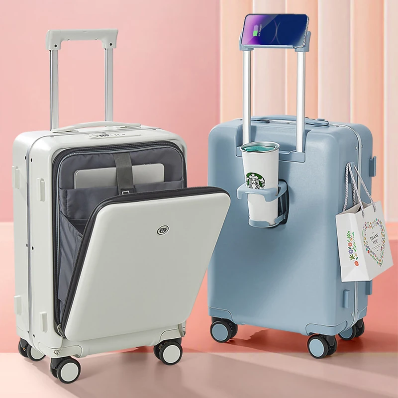 Custom LOGO Smart TSA Lock USB PC 20 Inch Suit Case Business Carry On Boarding Trolley Travel Suitcase Luggage With Laptop Bag