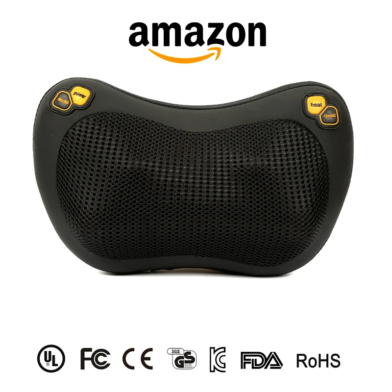 2021 OEM ODM electric full body 4 heads shiatsu kneading car shoulder neck massage pillow with roller heating function