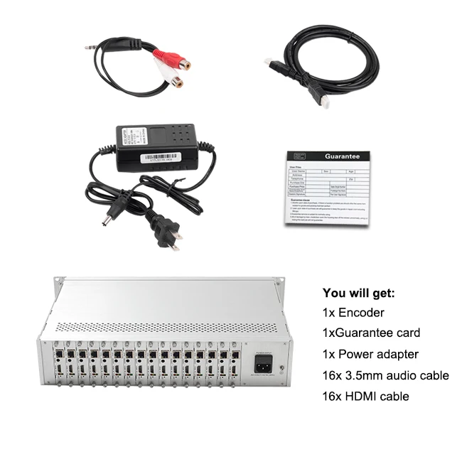 H2160 16 Channels 1080P RTMP HDMI HEVC H.265 IPTV HD Live Broadcasting Streaming Video Encoder Hardware