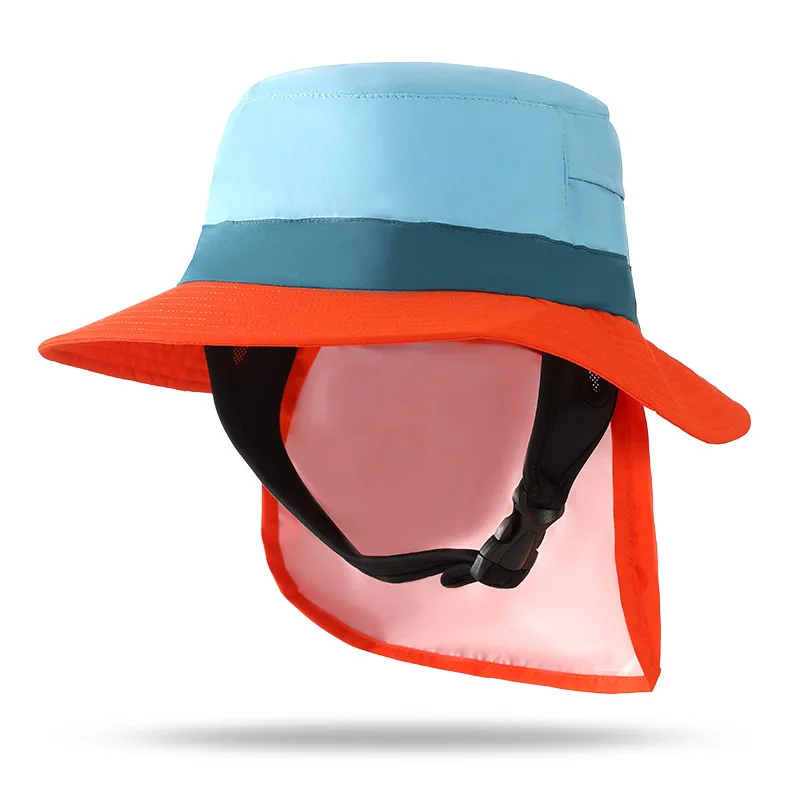 Surf bucket hat fishing hat hiking unisex adjustable chin strap adult fisherman surfing bucket hat with neck cover