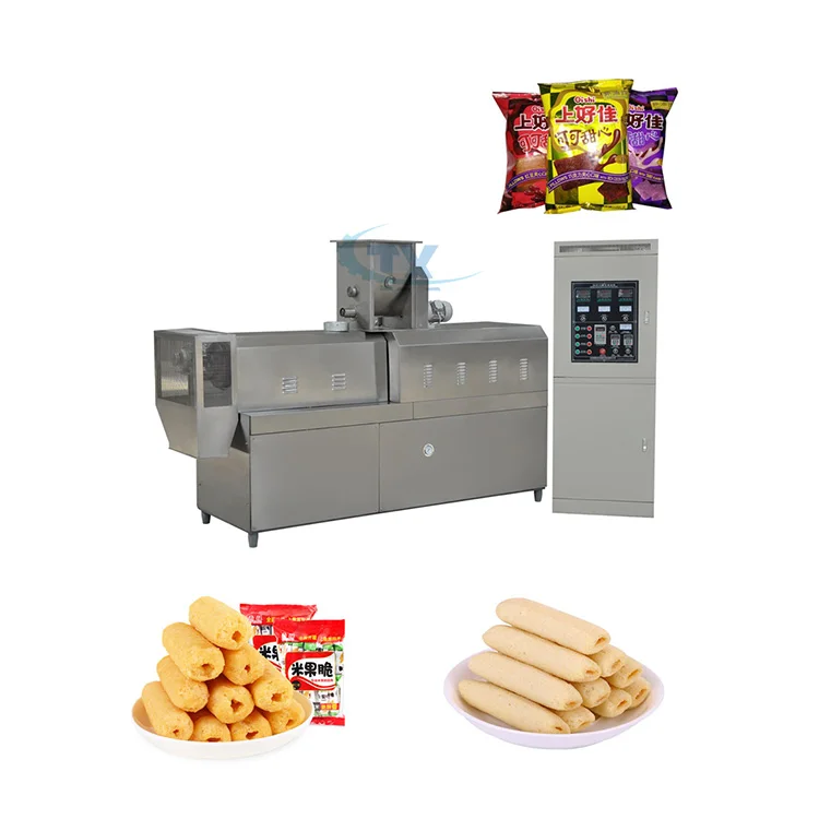 Small rice food extrusion machines corn puffed snack food extrusion line full set