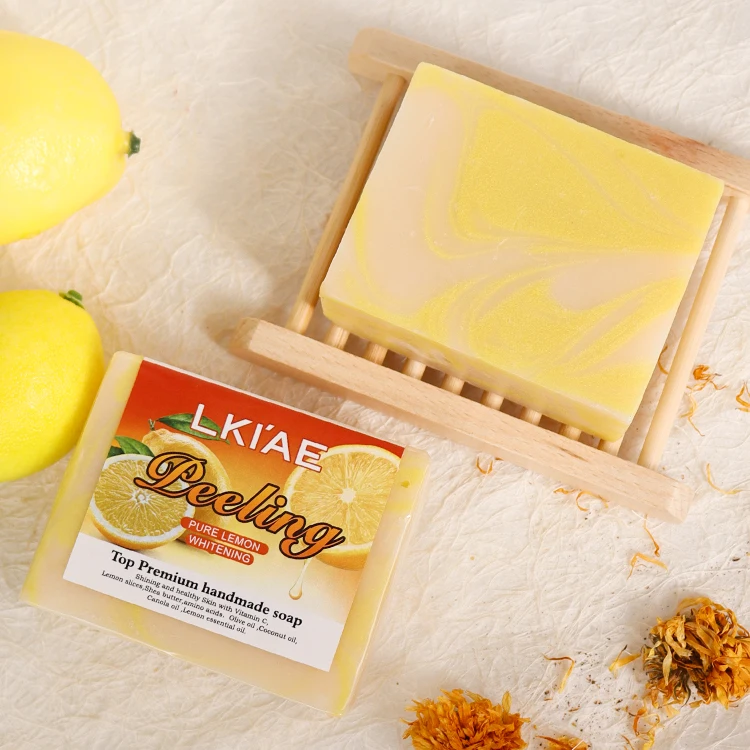 Lemon Turmeric Kojic Acid Brightening Dark Spot Remover Soap Shea Butter Handmade Solid Face Soap New arrival