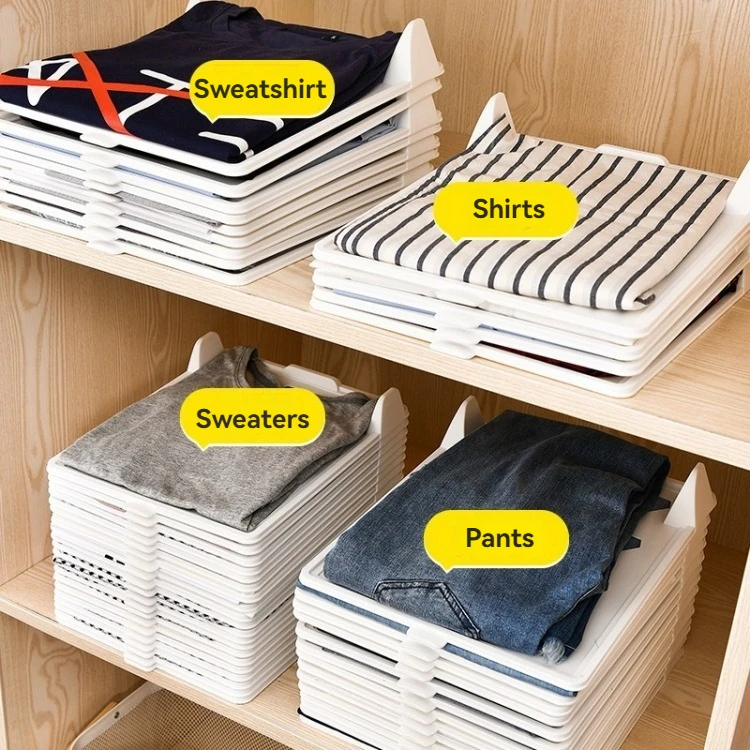 Multi-Functional Lazy Fold Closet Storage Board Separate Tools Foldable Clothes Storage Artifact System