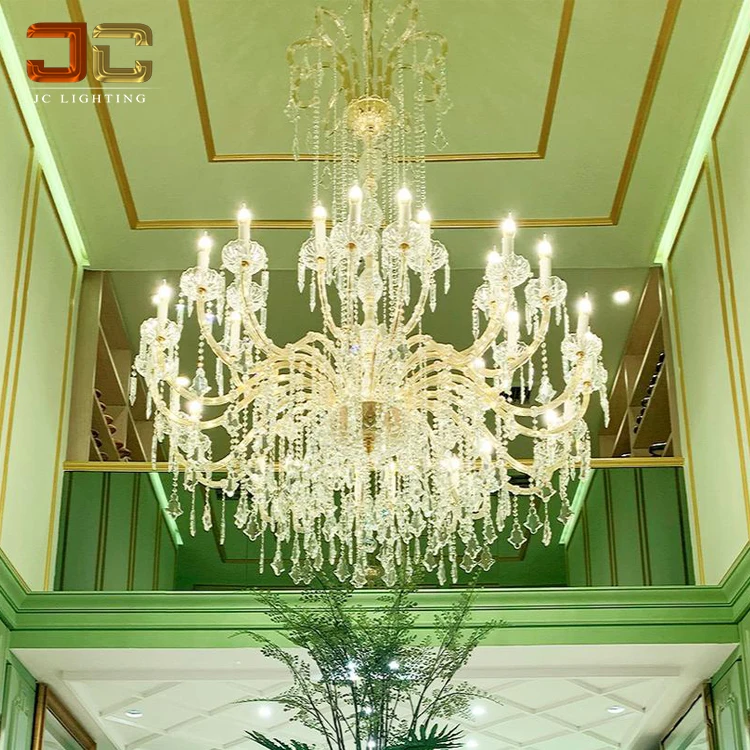 JC LIGHTING maria Theresa traditional crystal chandeliers luxury foyer gold custom-made pendant for double floor space