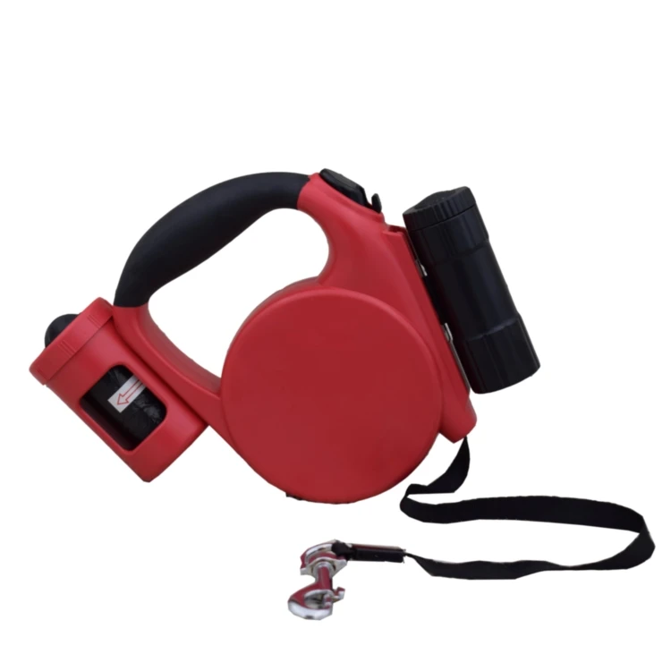 Multifunctional Flashlight Retractable Automatic Dog Leash With Poo Bag