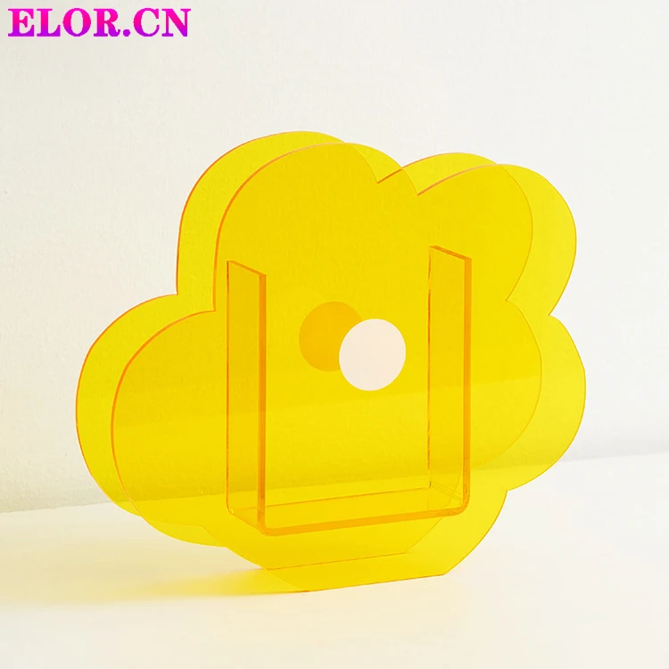ELOR New Design Acrylic Red Rose Vase Desktop For Modern Home Decor Colorful Flowers In Living Room