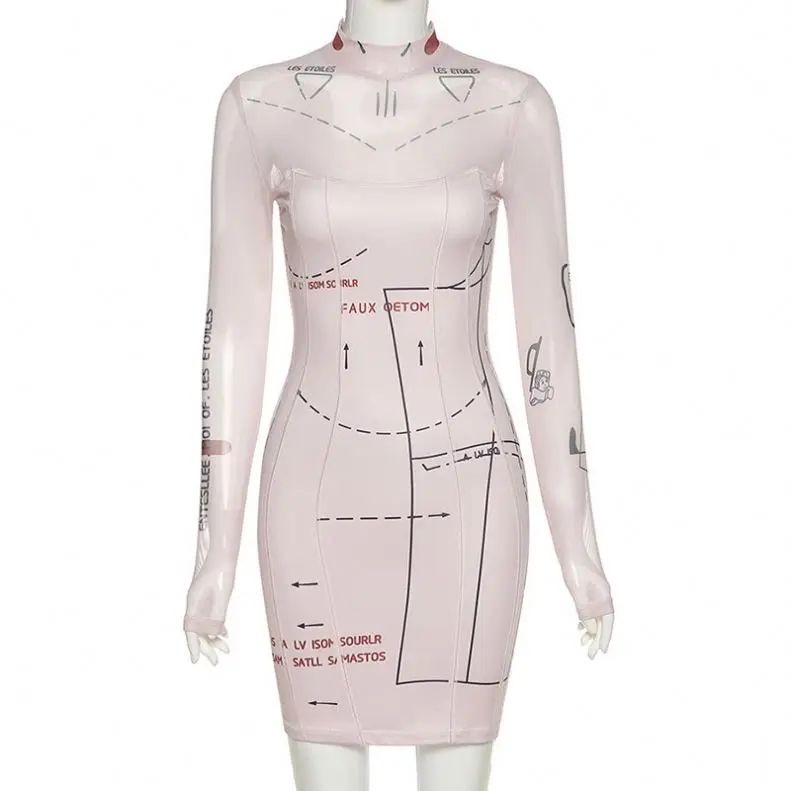 
2020 Foreign Trade Autumn/winter sexy slim fashion print hip - covered dress 