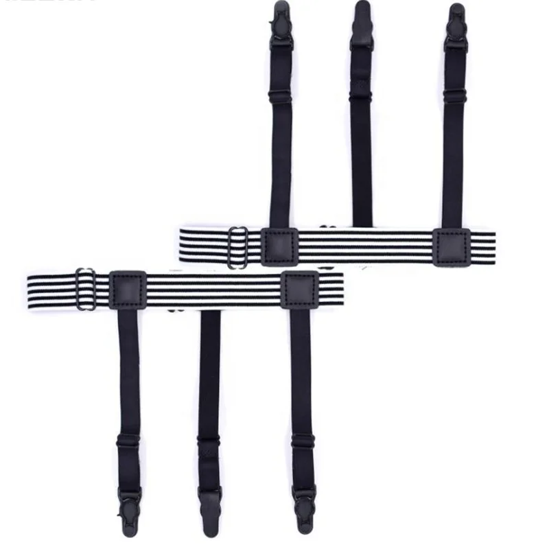 high quality black and white striped hoist buckle shirt garter belt suspender for men