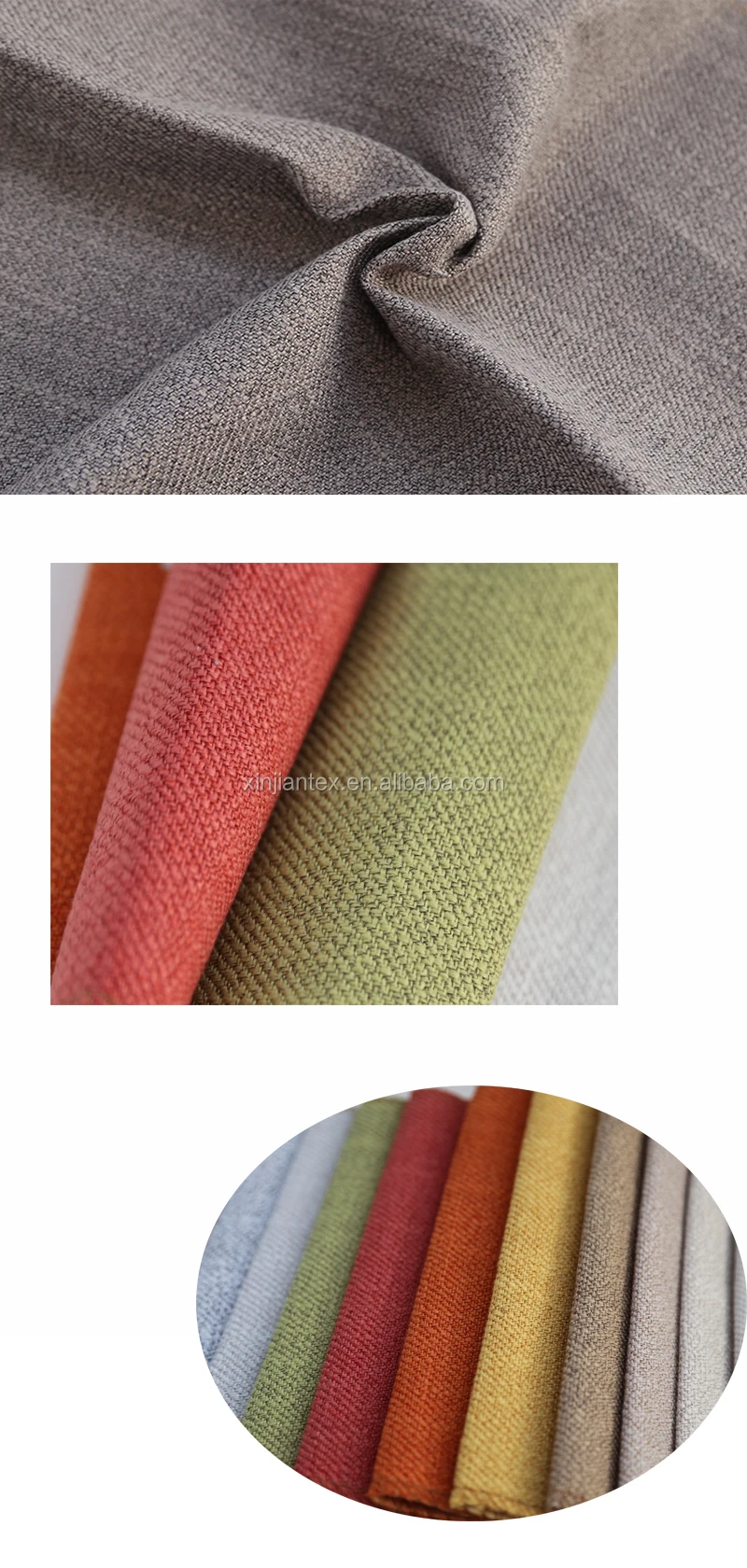 RTS Linen polyester fabric sofa upholstery fabric solid fabric for curtain