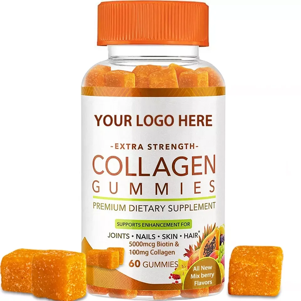 Private Label Gluten Free Vegan Skin Vitamin Anti Age Hydrolyzed Biotin With Collagen Gummies