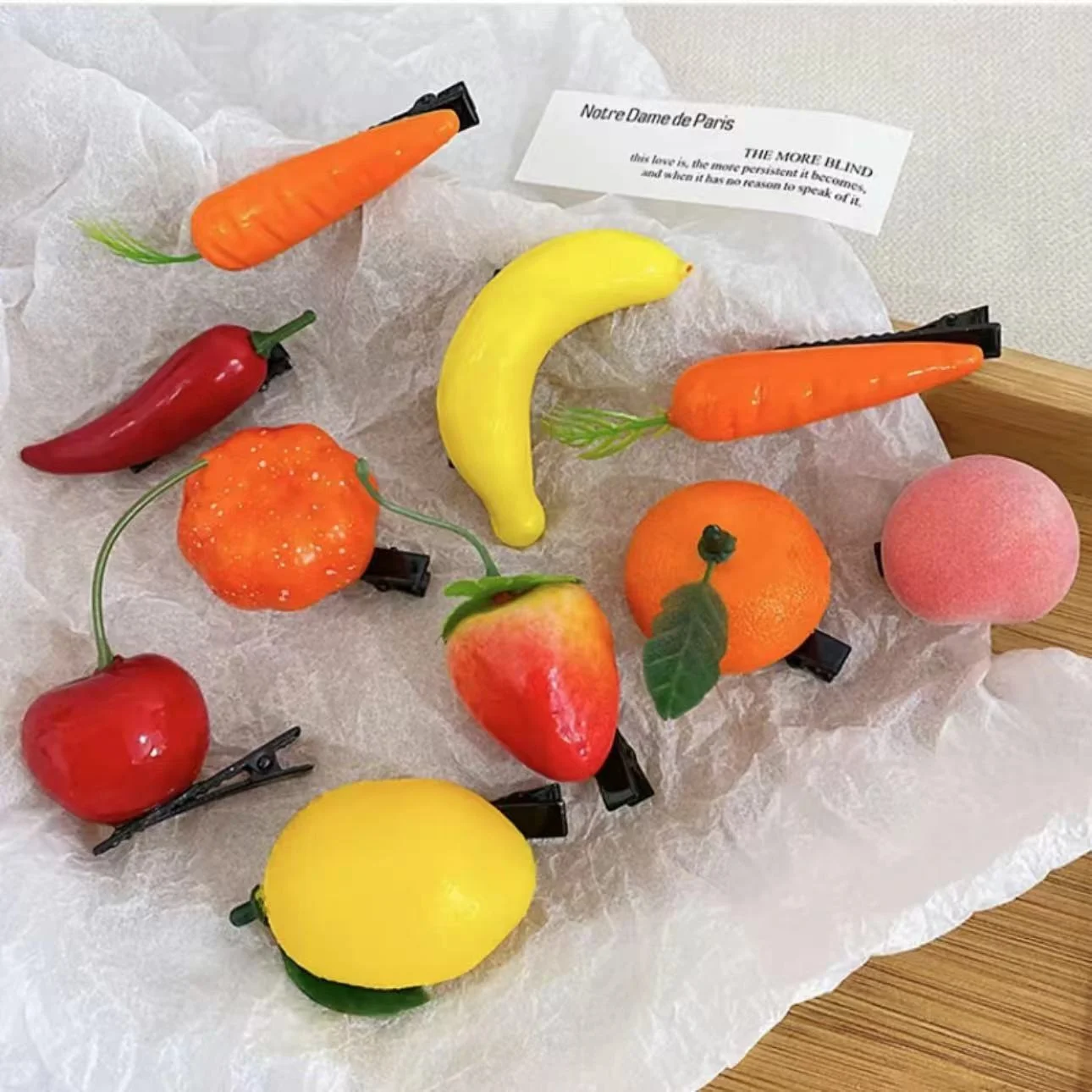 Шпильки для волос с мультяшными фруктами