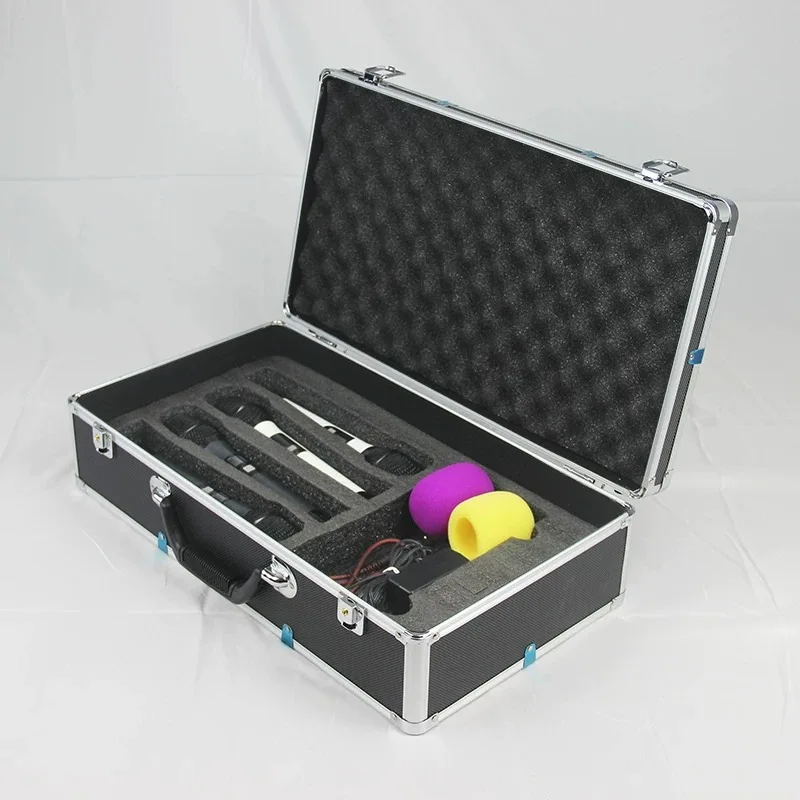 Customizable handheld aluminum alloy microphone case can accommodate 2-8 microphones
