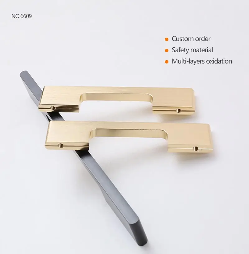 6609 Aluminium Profile Furniture Pulls Kitchen Wardrobe Matte Glossy Gold Black Closet Cabinet Handles