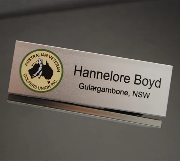 custom printed different name metal flat name tag with pin