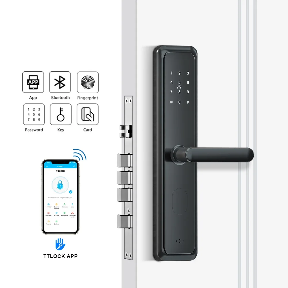 Waterproof App Door Lock Electronic Rfid Digital Locks Intelligent Wifi Ttlock Smart Lock Aluminium Alloy Cloud Bluetooth