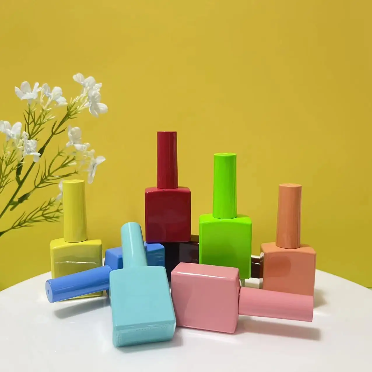 Hot Sale Empty Luxury Rubber Paint Soft Touch Square Glass Nail Polish Bottle Packaging UV Gel Nail Polish  Bottle